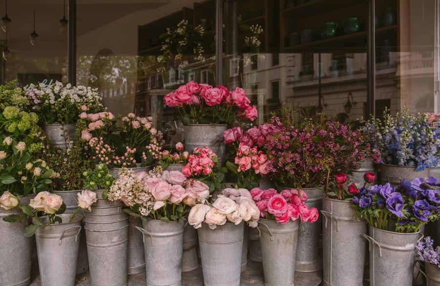 Vitrine de fleurs en seaux — Pétale & Cie